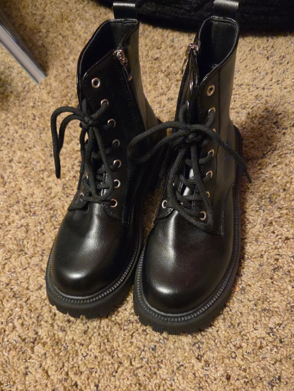 Black Lace-Up Combat Boots
